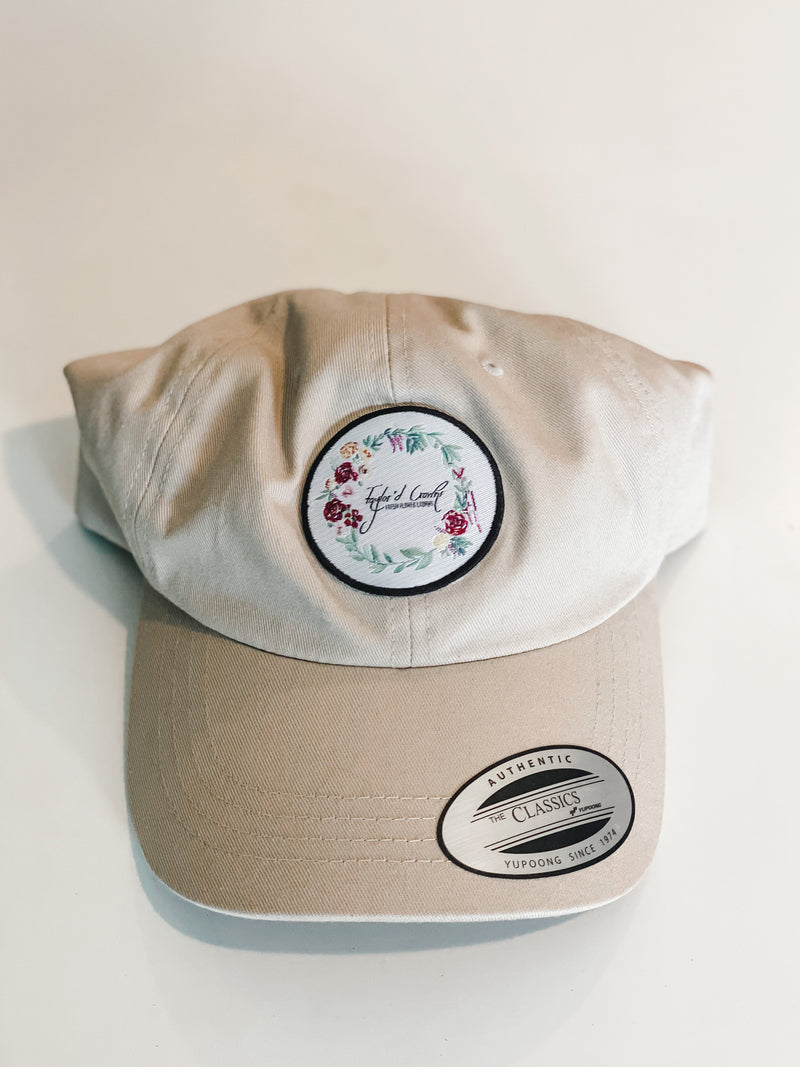 Unstructured Classic Dad's Woven Patch Crown Hat- Stone